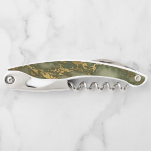 Tire-bouchon Elégant Olive Green Marble Texture