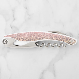 Tire-bouchon Elegant Rose Gold Glitter Black Leopard Print