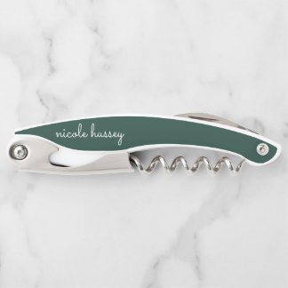 Tire-bouchon Émeraude verte | Moderne Monogramme élégant