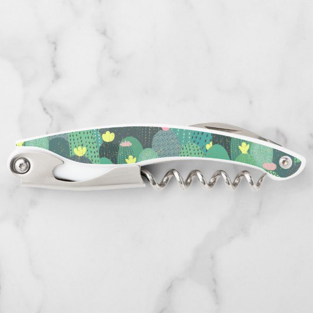 Tire-bouchon Été Vert Turquoise Cactus Gold points Design migno (Devant)