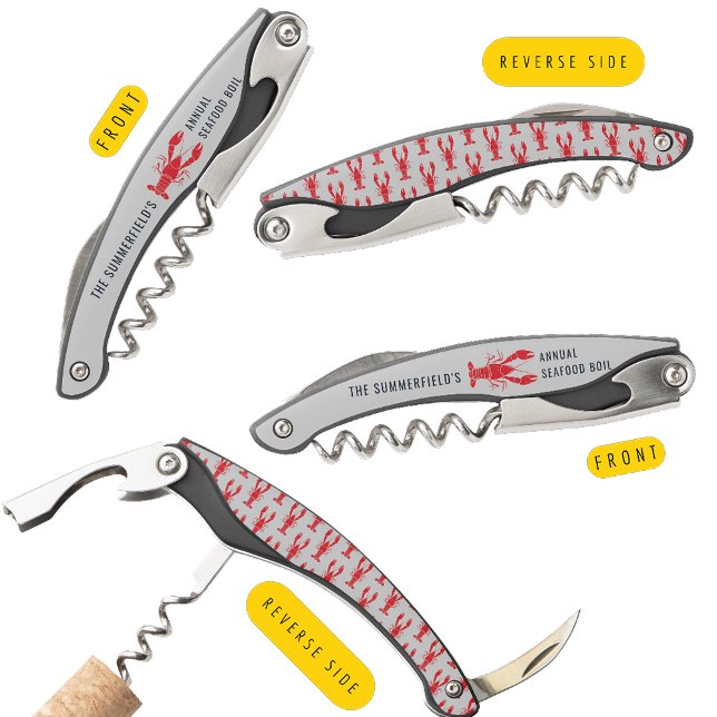 Tire-bouchon Fête d'été personnalisée pour la cuisson annuelle  (Annual Family Lobster Boil Custom Summer Party Waiter's Corkscrew)