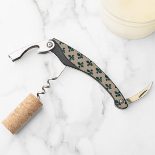 Tire-bouchon Fleur de Lis Motif, Royal French Green on Cream