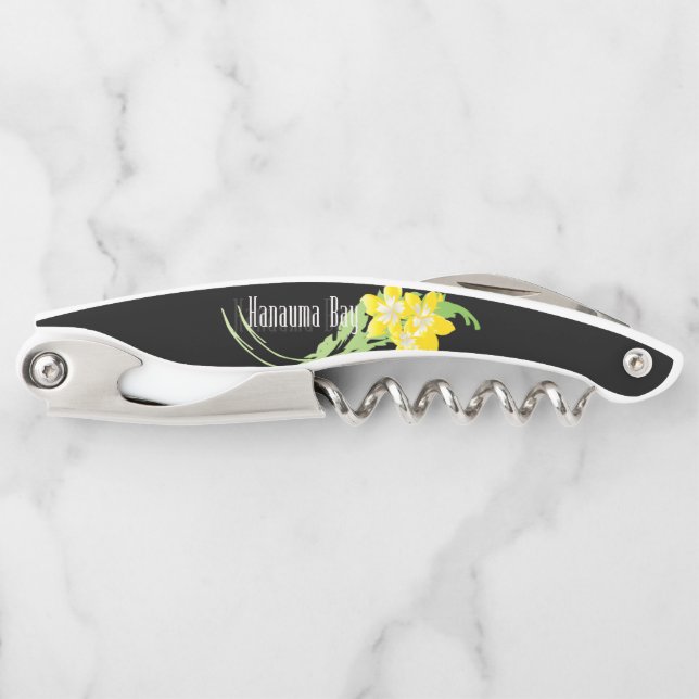 Tire-bouchon Fleur de Plumeria de baie d'Hawaï Hanauma (Devant)