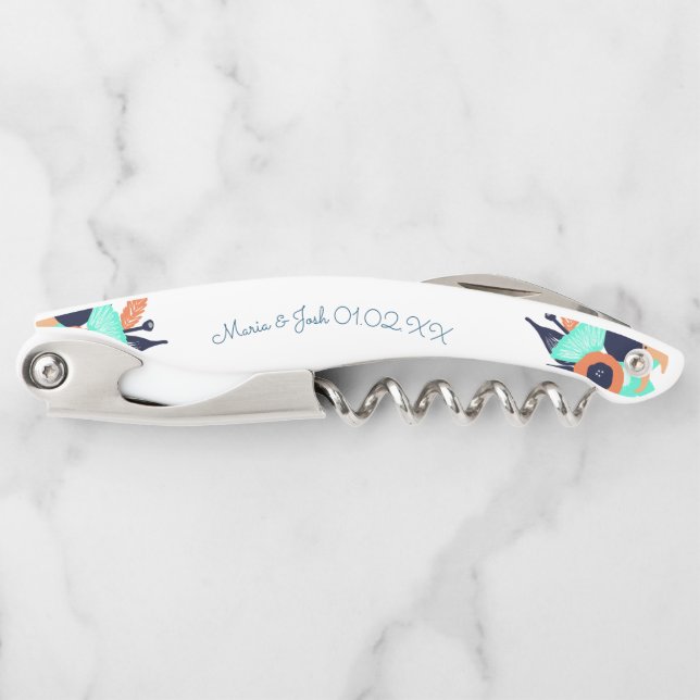 Tire-bouchon Floral Gras Pies Couples Monogramme (Devant)