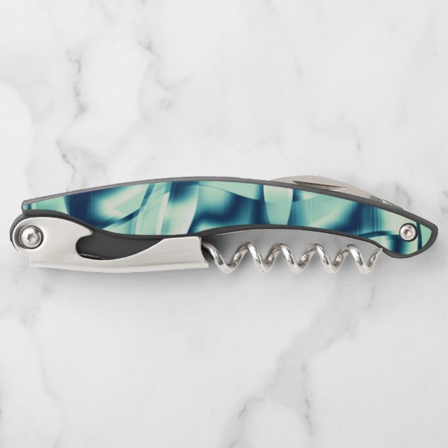 Tire-bouchon Formes bleues verdâtres courbées, teintes cyanes (Devant)