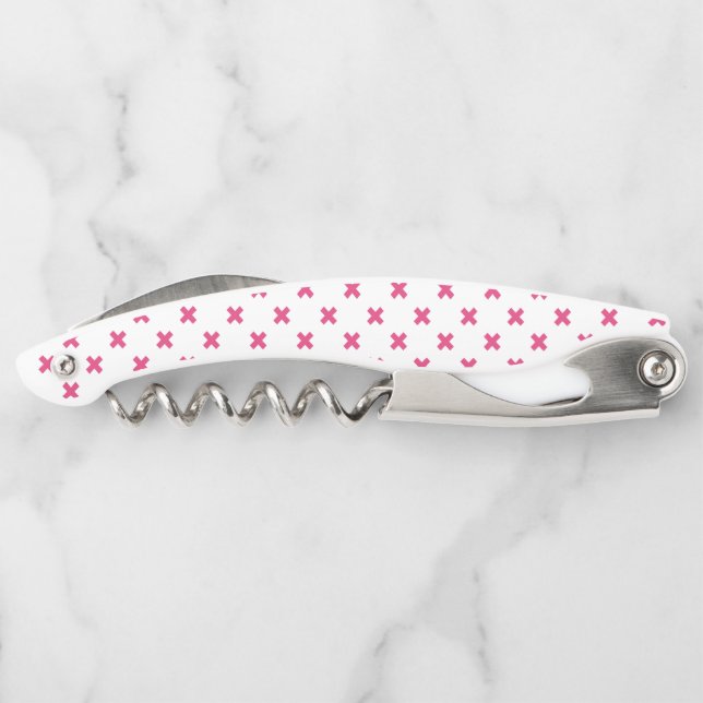 Tire-bouchon Fuchsia croix sur le blanc (Dos)