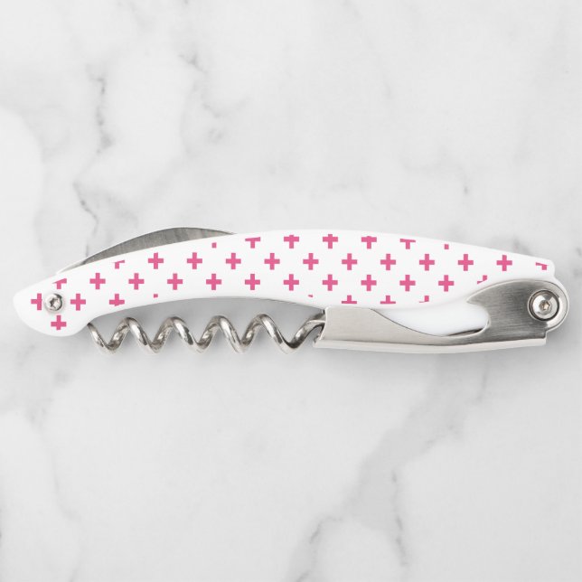 Tire-bouchon Fuchsia polka croise sur blanc (Dos)