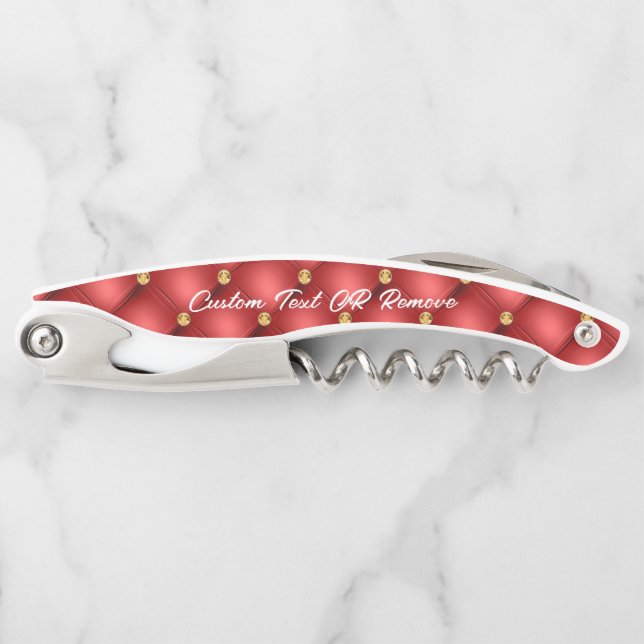 Tire-bouchon Gold Red Diamonds Custom Text Waiter's Corkvis (Devant)