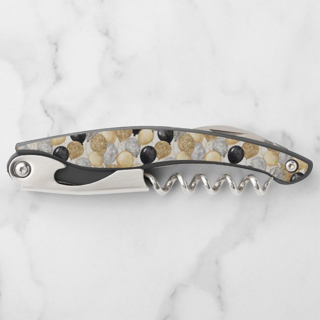 Tire-bouchon Gold Silver Black Balloons New Year Celebration (Devant)