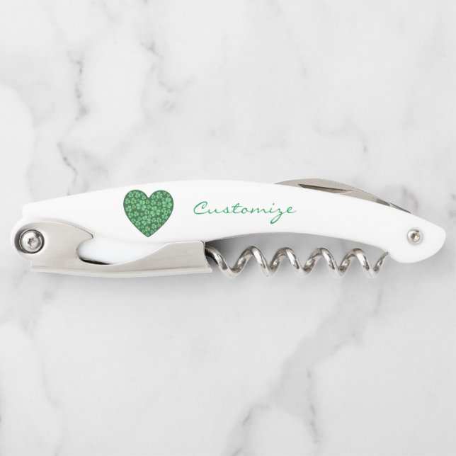 Tire-bouchon Green Shamrock Heart St Patrick's Day (Devant)
