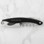 Tire-bouchon Groomsman Black Custom Monogramme Nom<br><div class="desc">Cadeaux Groomsmen. Monogramme. Name. Noir. Tire-bouchon.</div>