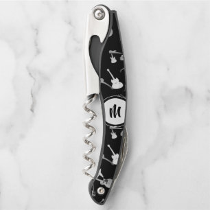 Tire-bouchon Guitar Bass Jazz Rock Black White Monogramme Cork