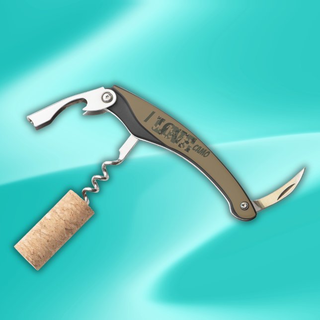 Tire-bouchon I Love Camouflage Vert Brown | (Créateur téléchargé)