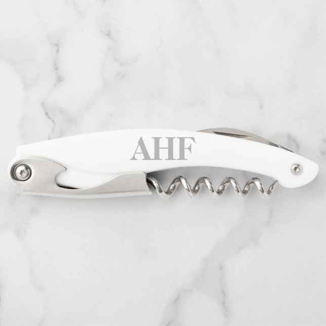 Tire-bouchon Initiales de monogramme gris élégant et moderne (Devant)