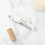 Tire-bouchon Ivory Color Personalized Wedding Bridesmaid<br><div class="desc">Trendy,  ivory color wine corkscrew opener for your wedding bridesmaid along with her name on back and printed in black,  stylized script. Personalize corkscrew by editing and replacing name with your bridesmaid's name. Available in many,  popular bridal party color schemes.</div>