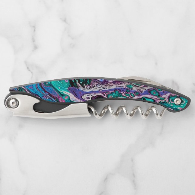Tire-bouchon Joyaux tons Aqua Turquoise, Violet abstrait (Devant)