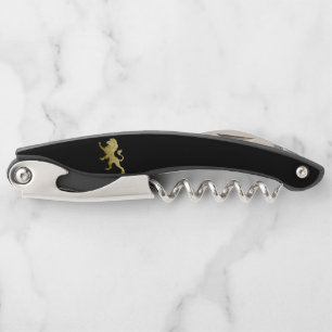 Tire-bouchon Lion Royal d'Or sur Noir 