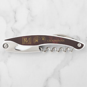 Tire-bouchon Lune Romance Mariage Groomsman Burgundy ID881