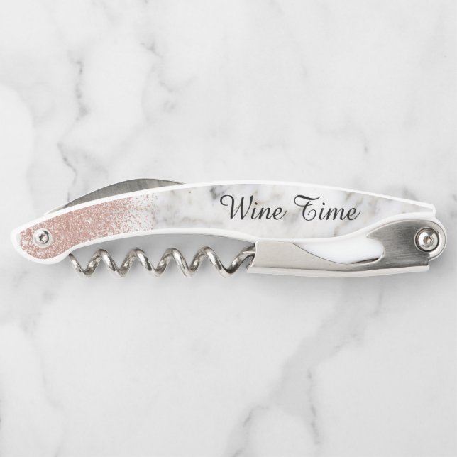 Tire-bouchon Marble Rose Gold Stylish Vin Time Parties scintill (Dos)