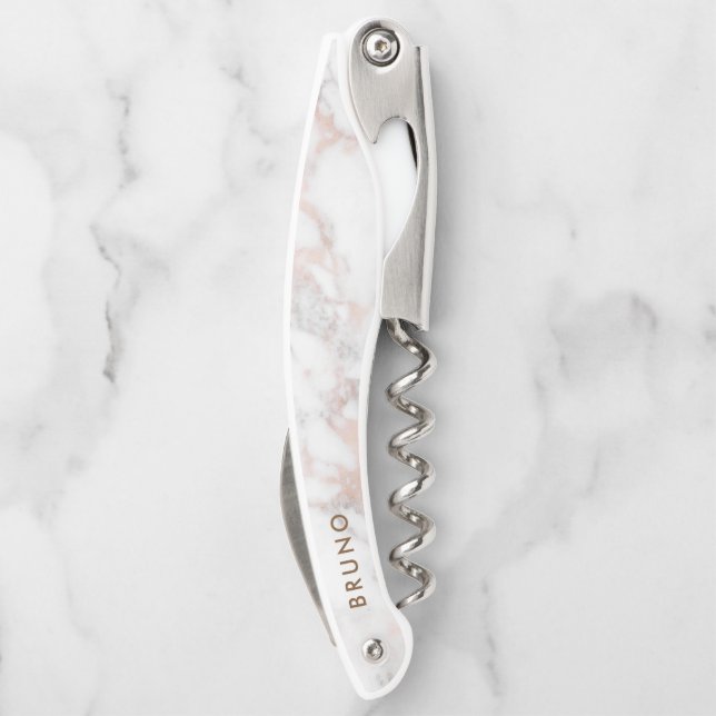 Tire-bouchon Marbre de luxe rose gold Monogramme (Dos)