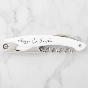 Tire-bouchon Mariage de script moderne en noir blanc