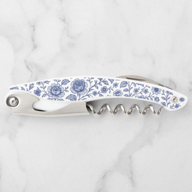 Tire-bouchon Modèle Floral Royal Bleu Rose (Devant)