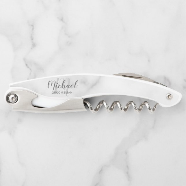 Tire-bouchon Modern Script Personalized Groomsman (Devant)