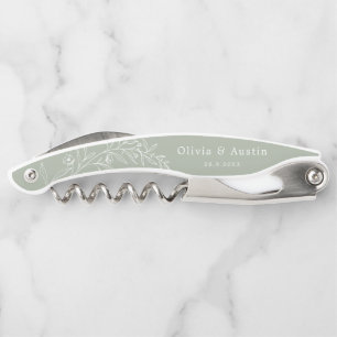 Tire-bouchon Moderne minimaliste Boho Sage Vert Mariage Faveurs