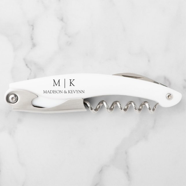 Tire-bouchon Moderne minimaliste simple Mariage Monogramme (Devant)