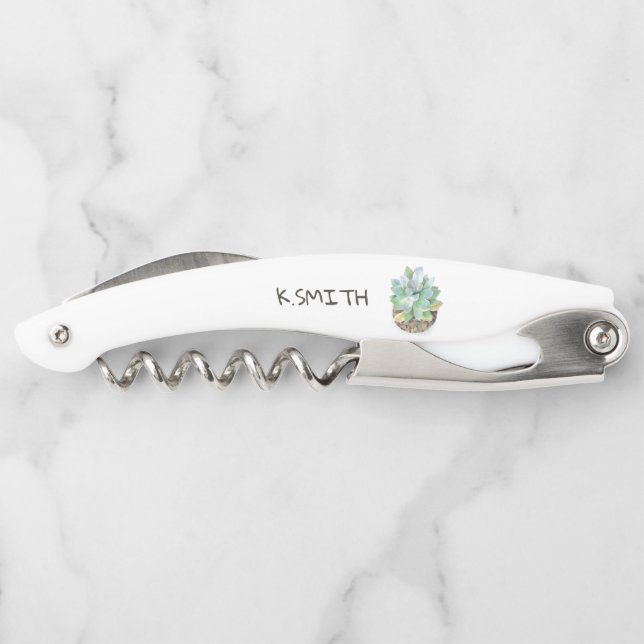 Tire-bouchon Monogramme Aquarelle Tirée De La Main Moderne Succ (Dos)