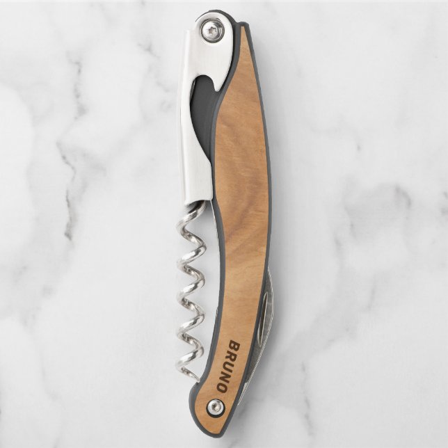Tire-bouchon Monogramme en faux bois brun clair (Devant)