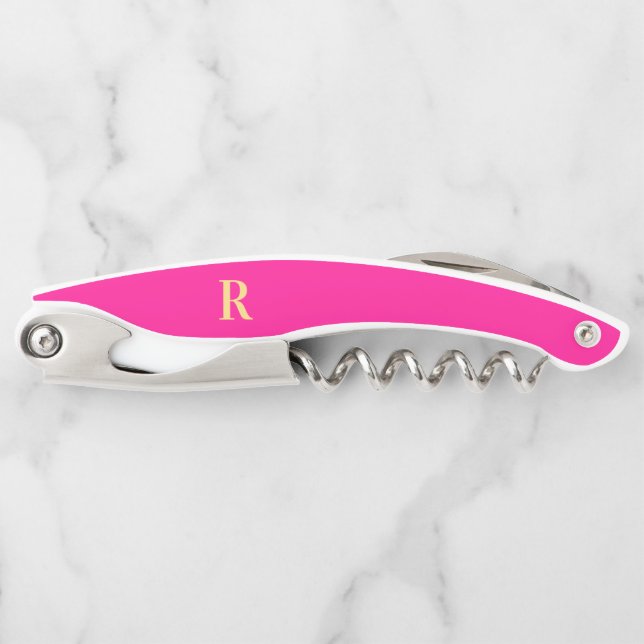 Tire-bouchon Monogramme Moderne Simple Hot Pink (Devant)
