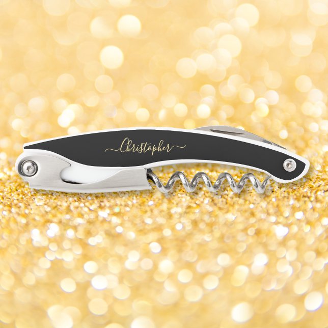 Tire-bouchon Monogramme Or Bière Vin Bouteille de Vin (Gold Monogrammed Beer Wine Corkscrew Bottle Opener)