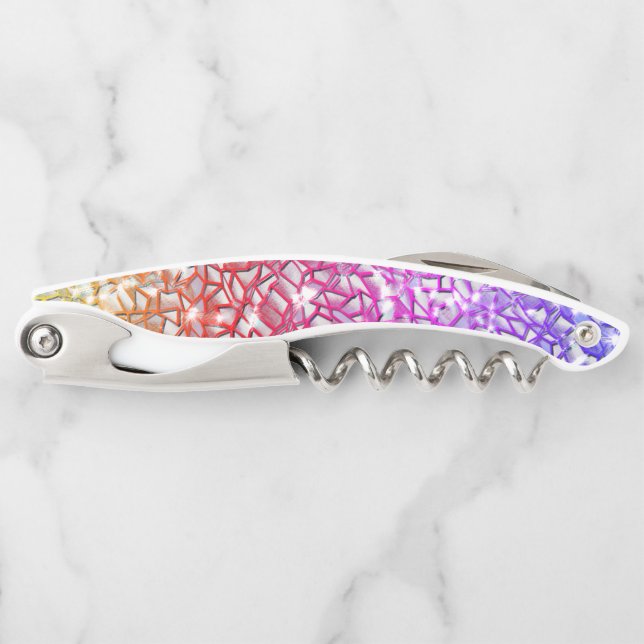 Tire-bouchon Mosaïque rugueuse orange à rouge et lilas et étinc (Devant)