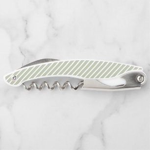 Tire-bouchon Motif à cinq bandes vert et blanc olive