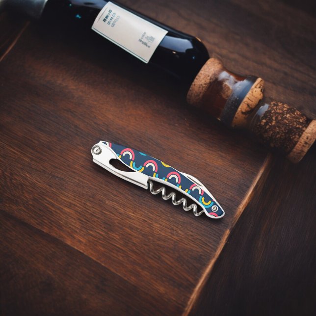 Tire-bouchon Motif à demi-cercle multicolore (Corkscrew Bottle Opener)