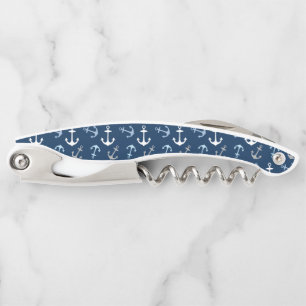 Tire-bouchon Motif Ancre bleu marine