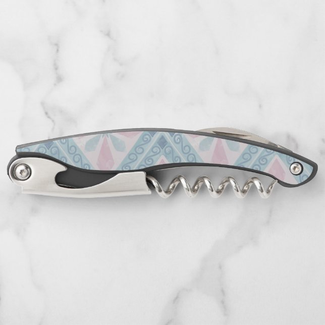 Tire-bouchon motif bleu en forme de diamant (Devant)
