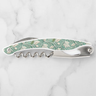Tire-bouchon Motif botanique vintage vert pastel beige