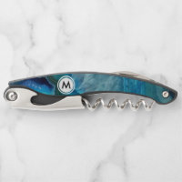 Motif Cool Blue Agate avec monogramme