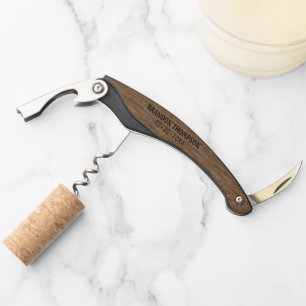 Tire-bouchon Motif de bois brun rustique personnalisé