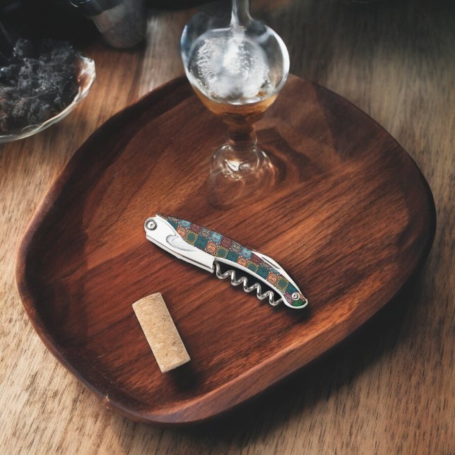 Tire-bouchon Motif de hibou multicolore (Corkscrew Bottle Opener)