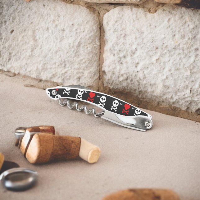 Tire-bouchon Motif des crânes d'effroi (Corkscrew Bottle Opener)