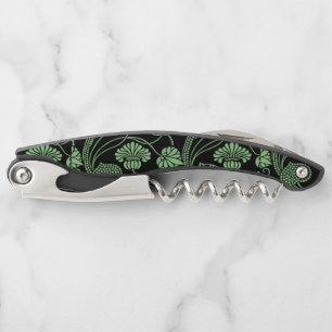 Tire-bouchon Motif floral antique noir et vert