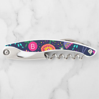 Tire-bouchon Motif Floral Chaotique Couleur Vive Bleu Foncé Mon