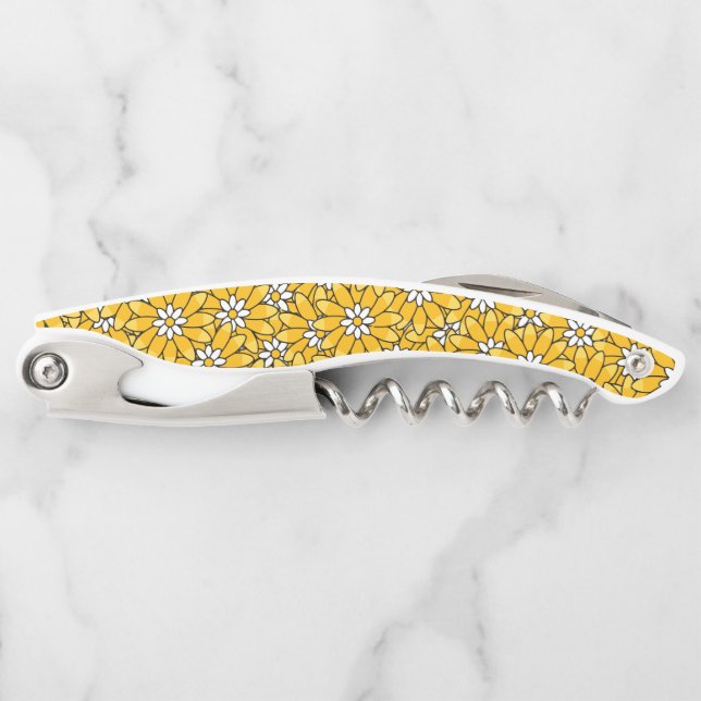 Tire-bouchon Motif floral superposé jaune vif (Devant)