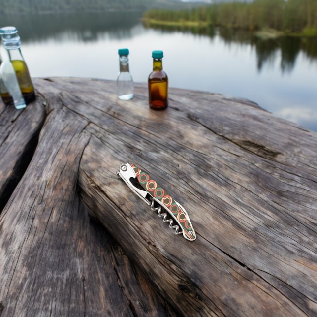 Tire-bouchon Motif géométrique couleur vintage (Corkscrew Bottle Opener)