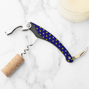 Tire-bouchon Motif Gold Stars, Bleu Marine, Exclusive