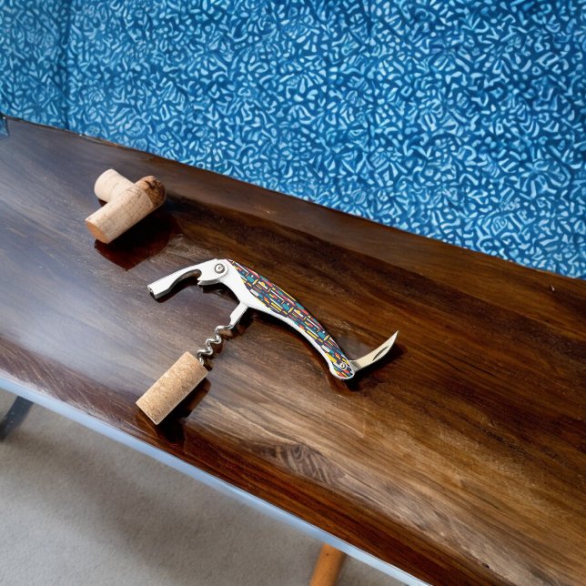 Tire-bouchon Motif rectangulaire arrondi géométrique (Corkscrew Bottle Opener)