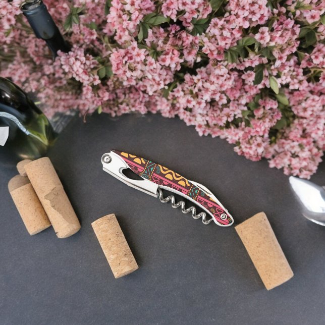 Tire-bouchon Motif traditionnel tribal (Corkscrew Bottle Opener)